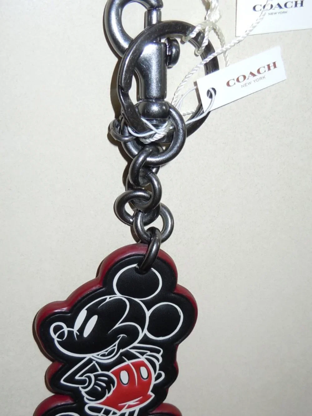COACH X DISNEY MICKEY MOUSE LEATHER BAG CHARM F58994 KEY CHAIN NWT